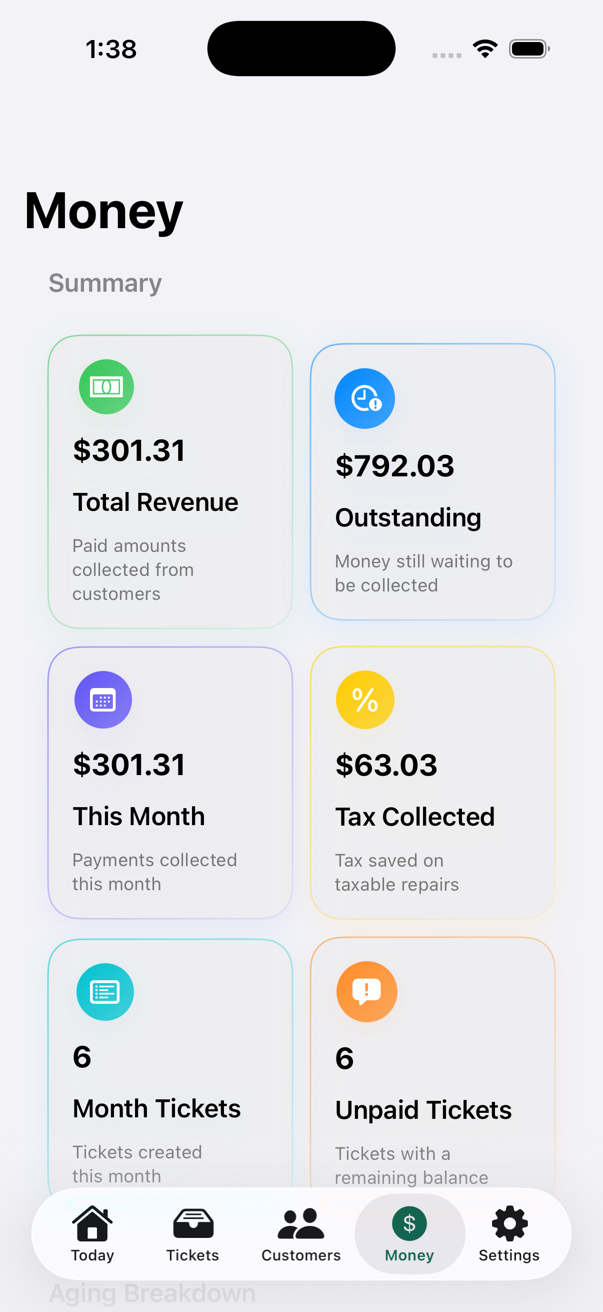 BenchBoss Money dashboard screenshot