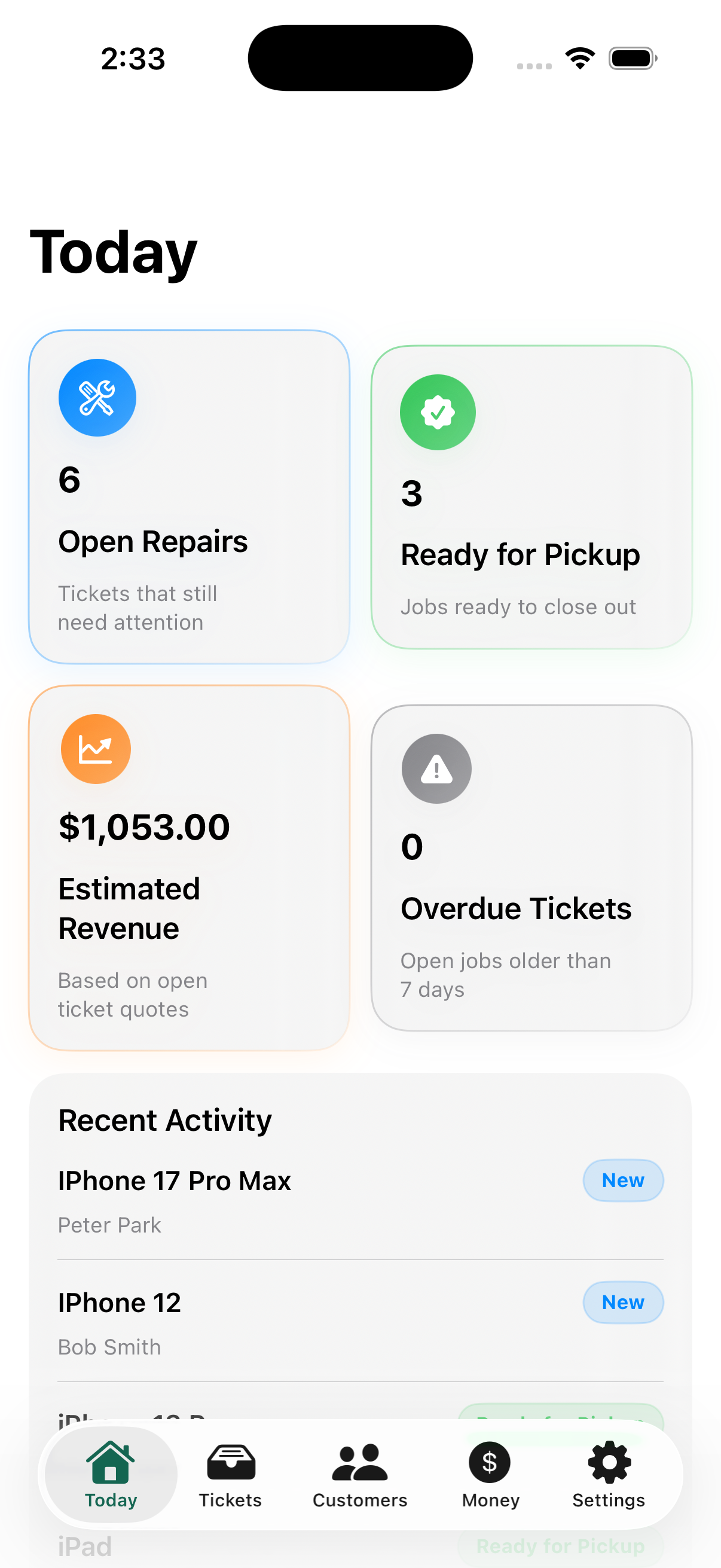BenchBoss Today dashboard screenshot